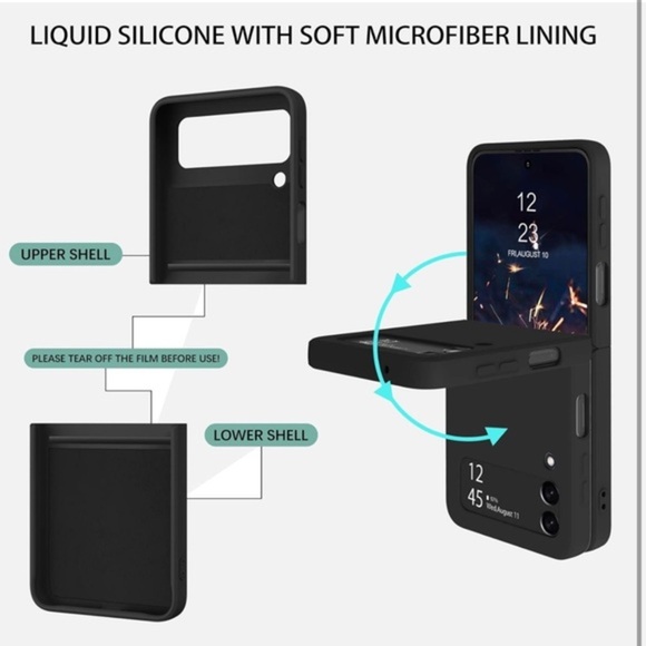Samsung Galaxy‎ Z Flip 3 Silicone Case with Ring Kickstand - Slim, Shockproof - Picture 7 of 11